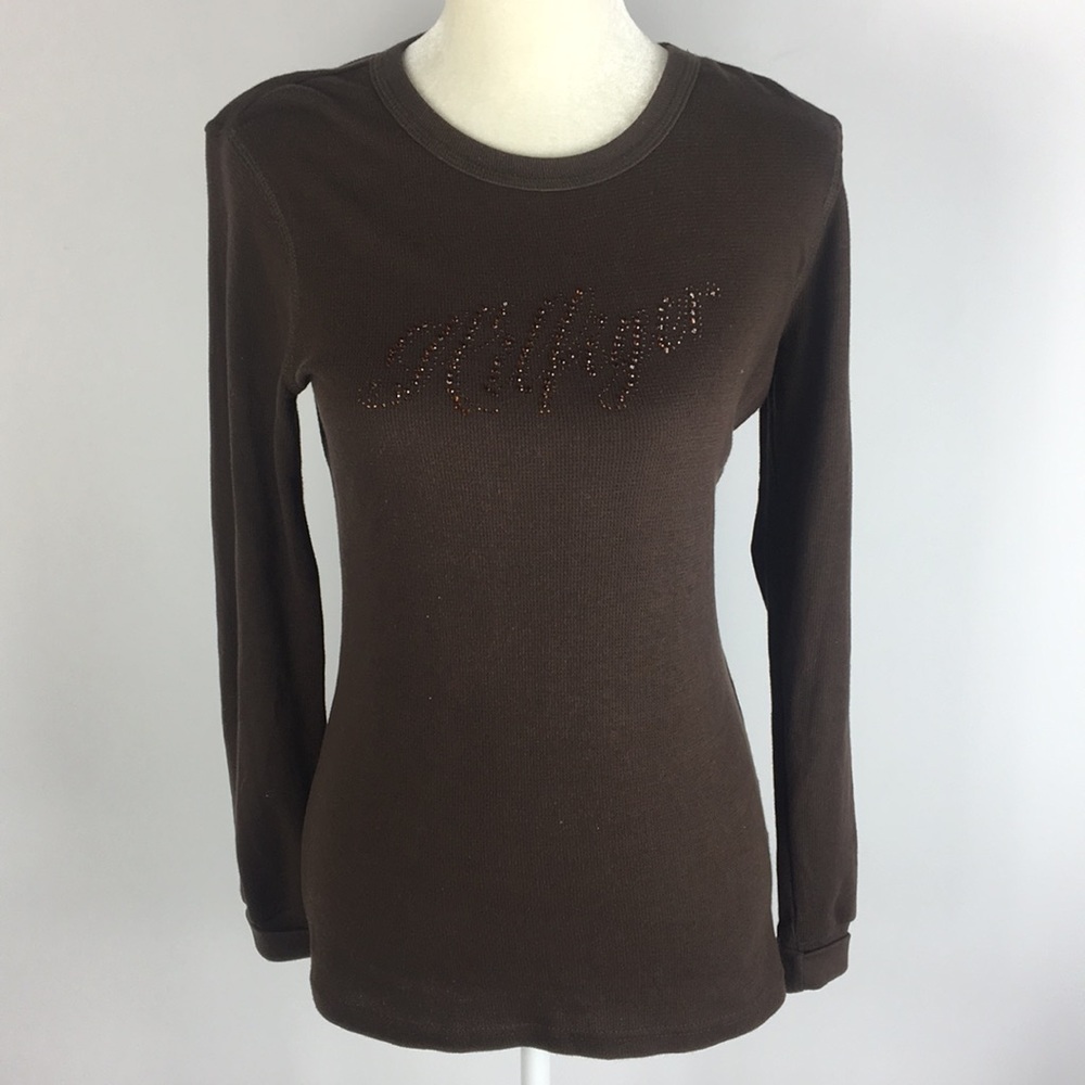 Tommy Hilfiger Brown Long Sleeve Rhinstone Shirt